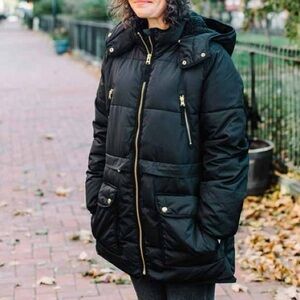 J. Crew Women's Chateau Hooded Winter Puffer Jacket in Black Size Small